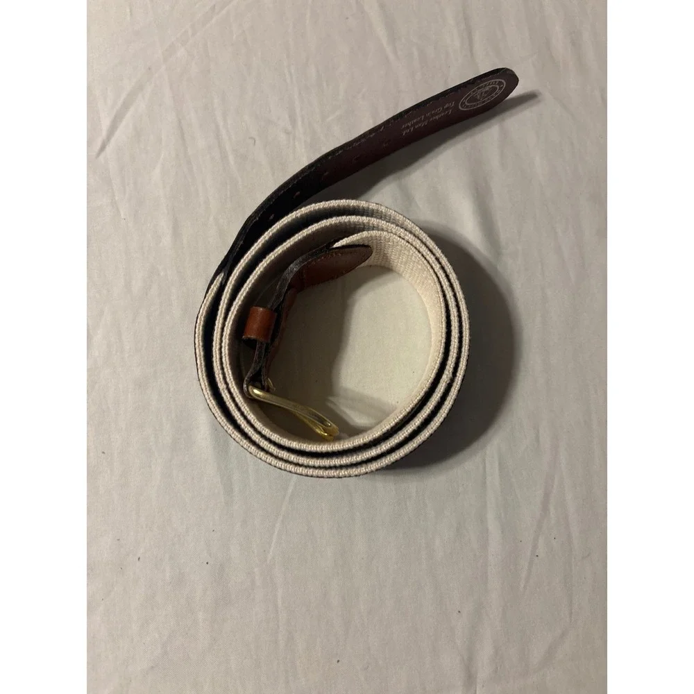 Leather Man Ltd Nautical Flag Belt Mens 40 Navy Blue Cream Leather Good Preppy